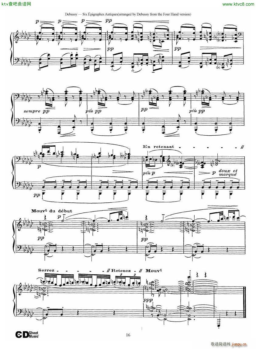 Debussy Sex pigraphes Antique 1 Piano(V)16