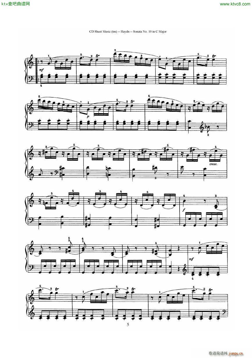 Haydn Joseph Sonata no 10 in C Major(V)5