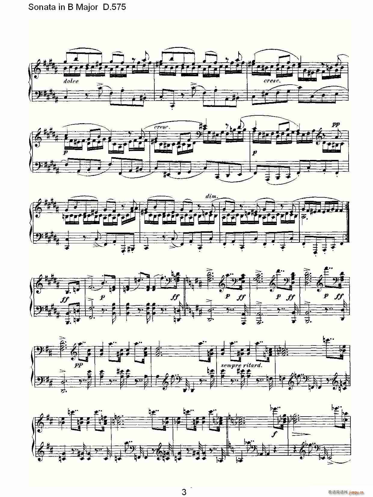 Sonata in B Major D.575(ʮּ)3