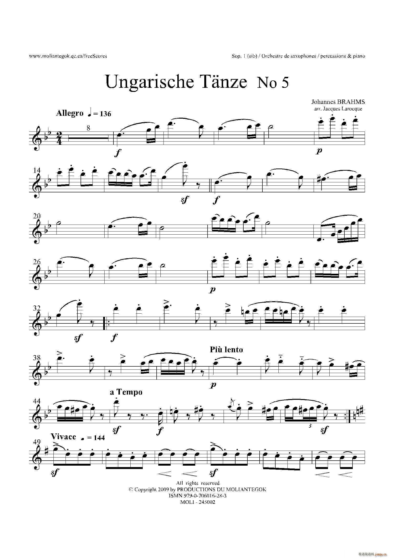 Ungarische Tnze No 5 ʮSop 1 2?(V)1
