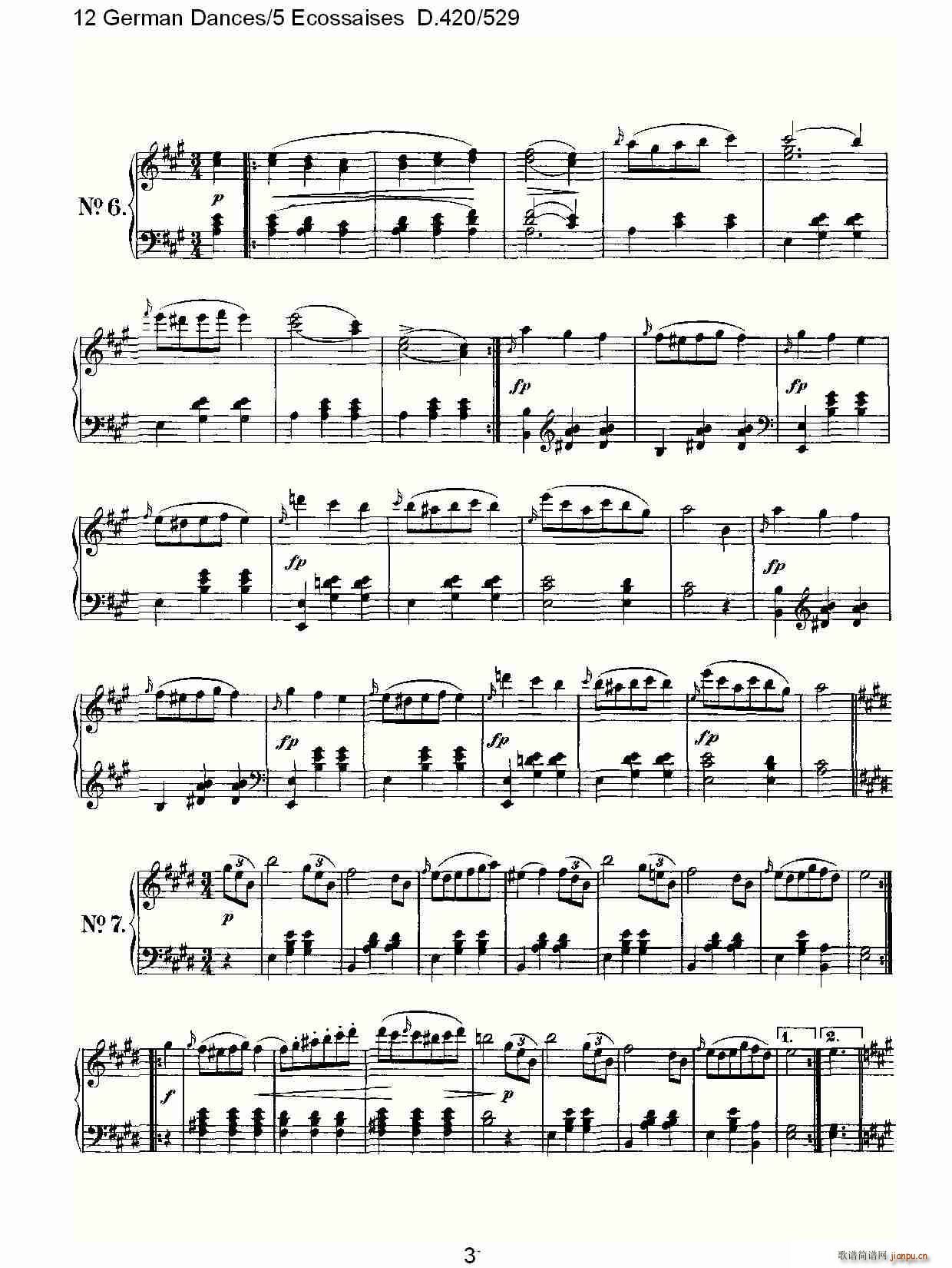 12 German Dances5 Ecossaises D.420529(ʮּ)3