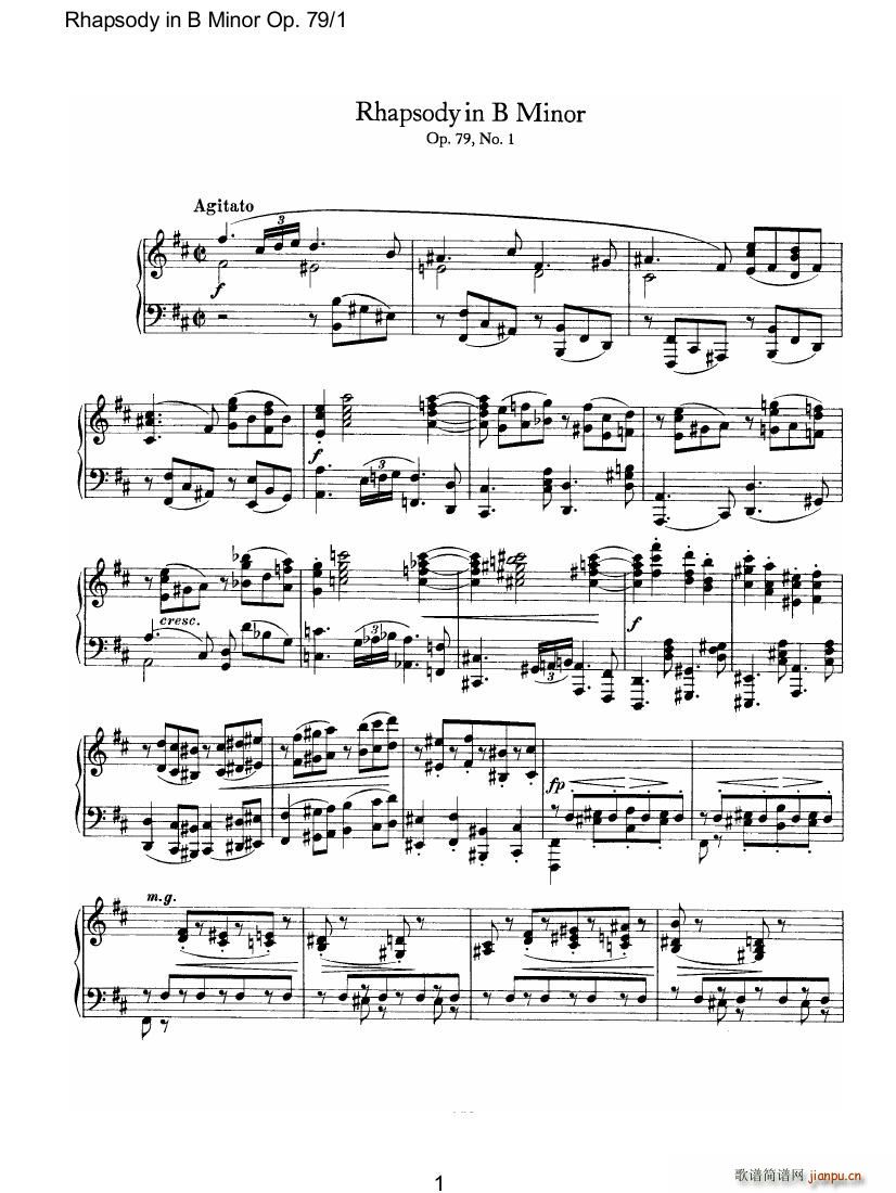 Brahms Rhapsody Op79 1(V)1