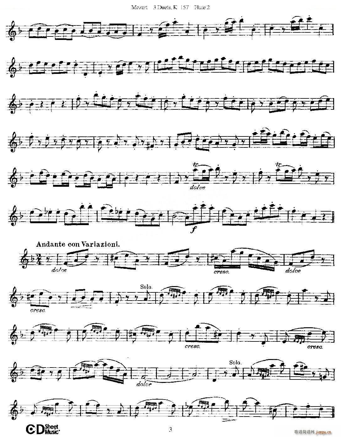 3 Duets K 157 ֮ڶL  K157̖ ~(ѺV)3