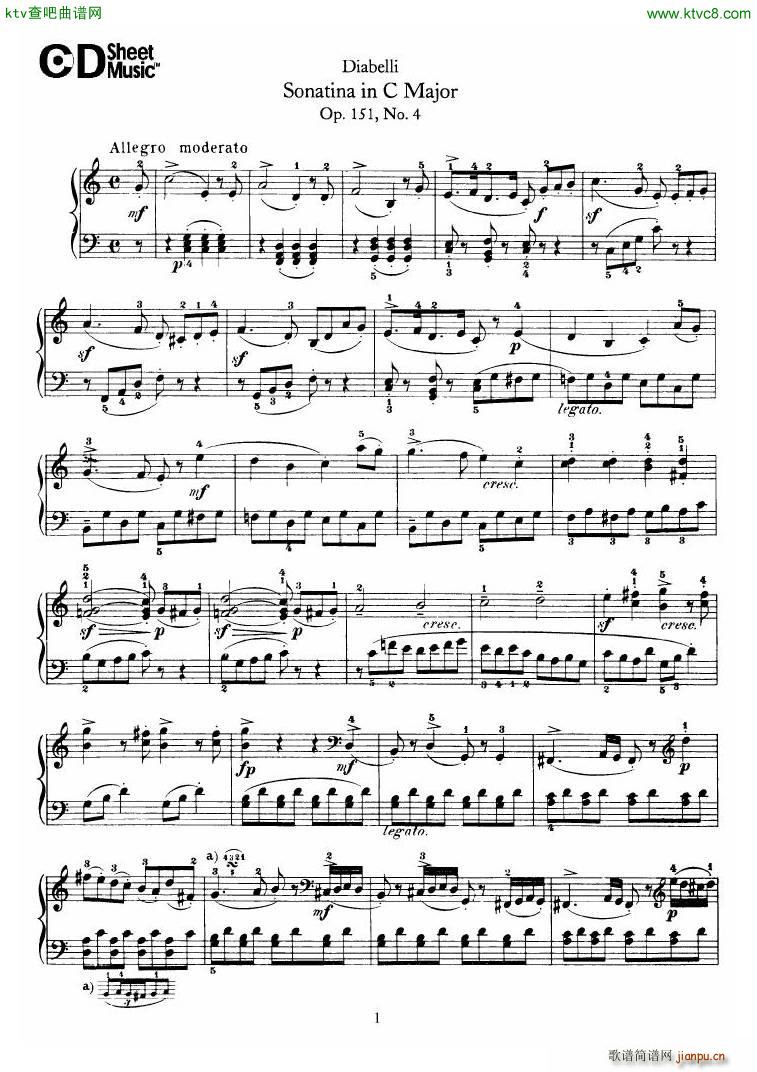 Diabelli Sonatinas Op 151 No 1 4 23P(V)18