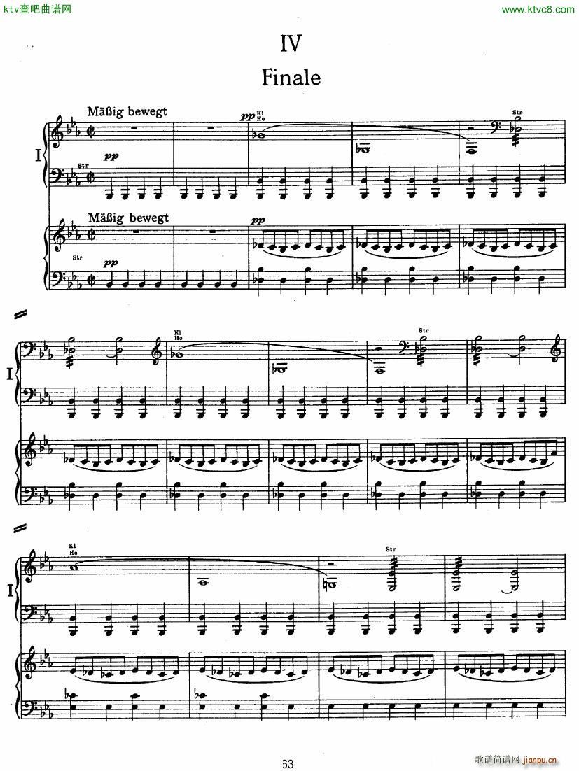 Bruckner Symphony No 4 4 hands arr (V)12