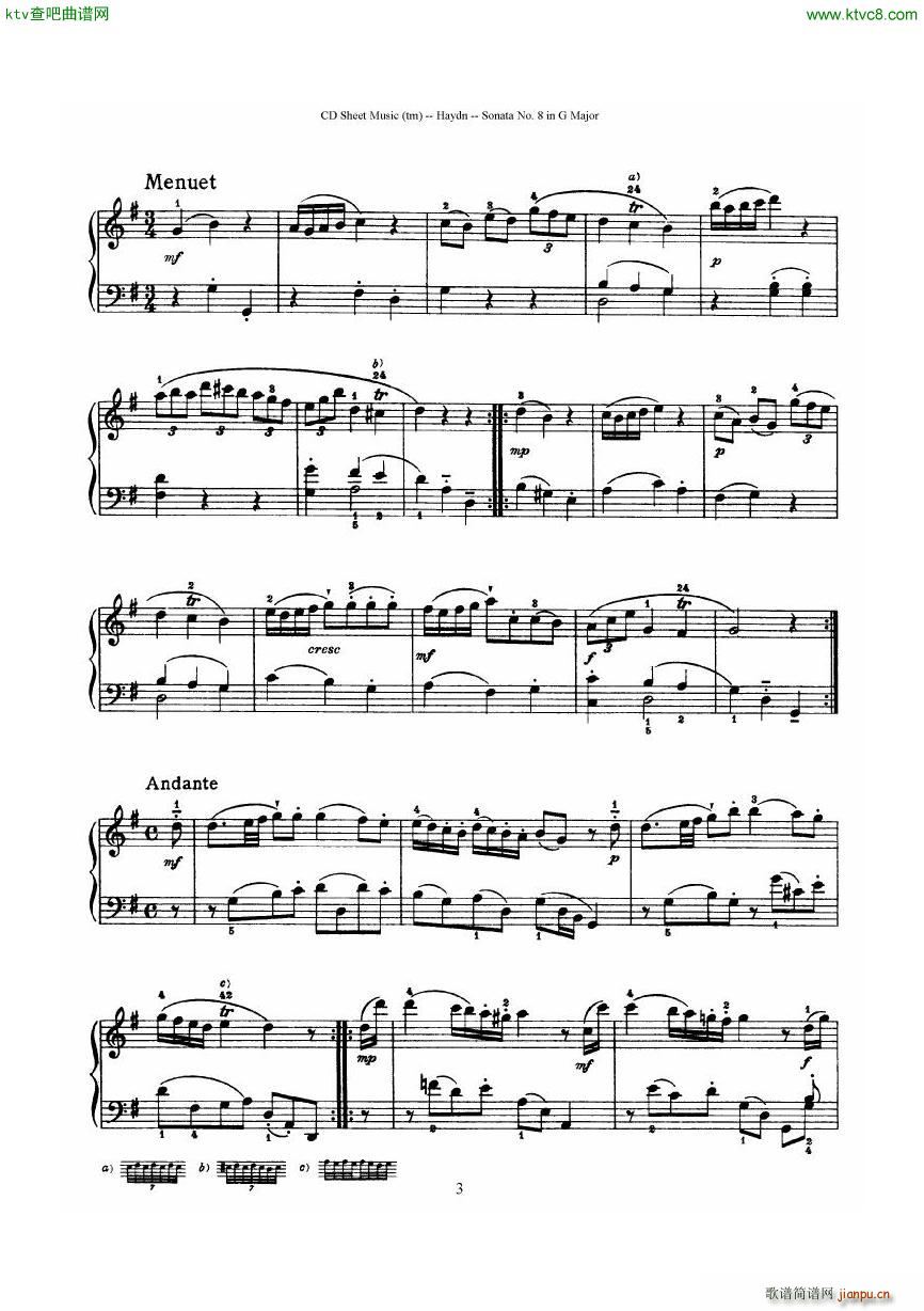 Haydn Joseph Sonata no 8 in G Major(V)3
